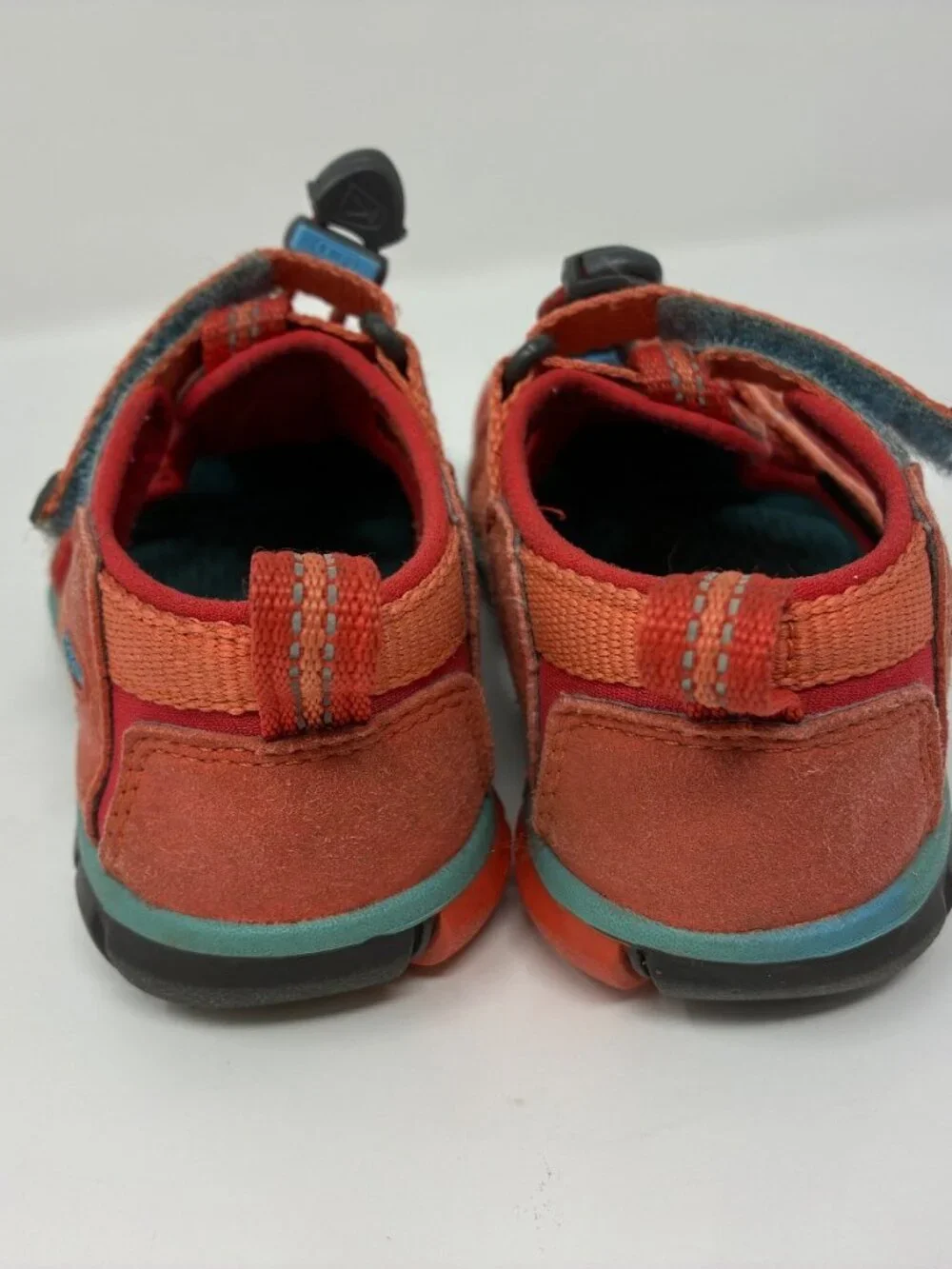 KEEN Kids Sandals Size 8 Orange Teal Closed Toe Water Hiking Sport Shoes